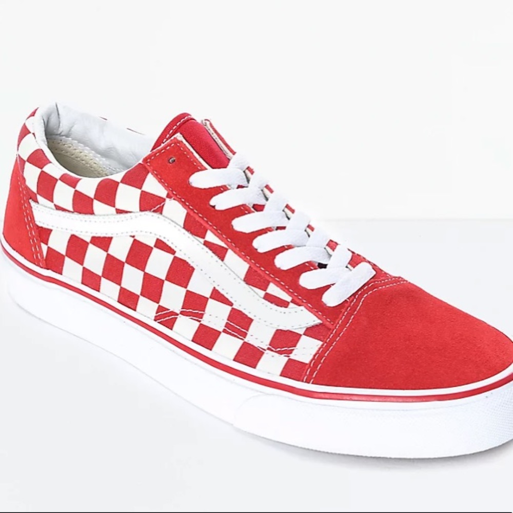 Vans Old Skool Red & White Checkered Skate Shoes